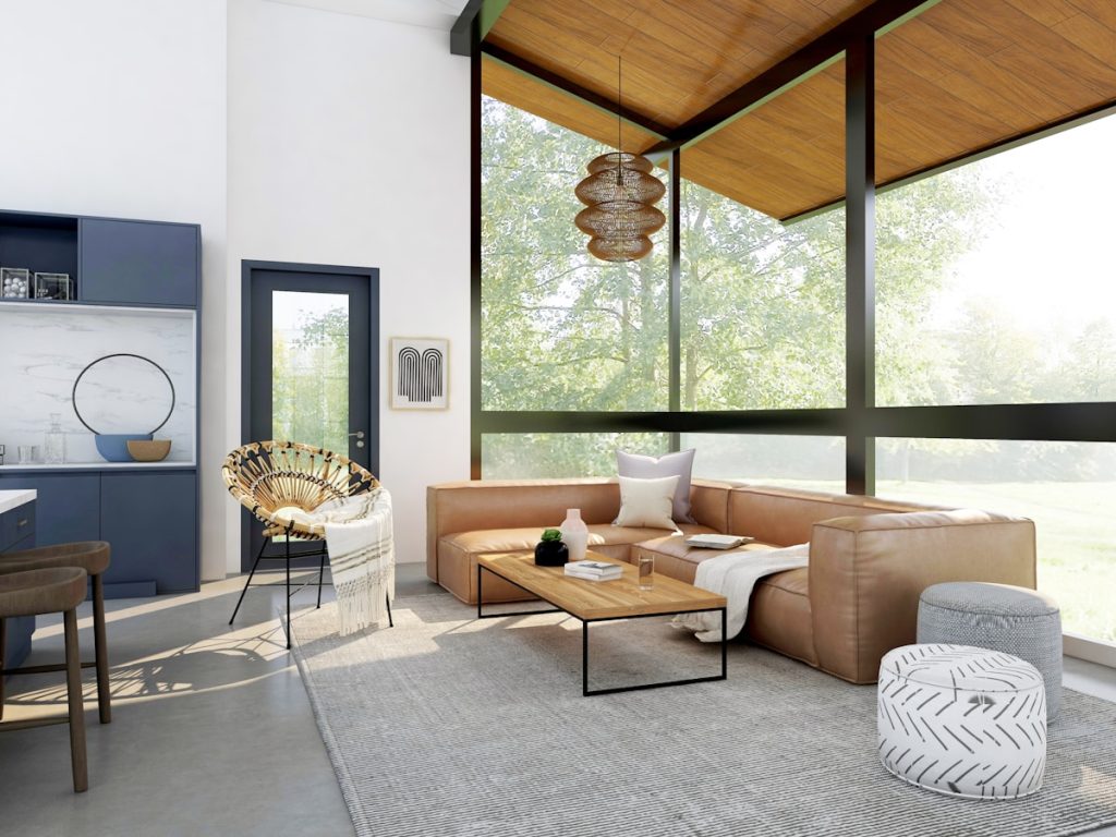 Bi-folding glass doors opening to outdoor area