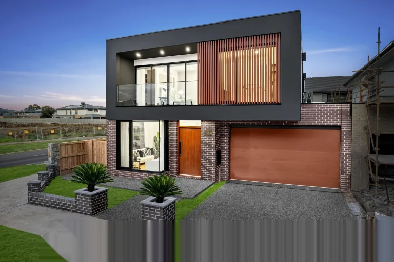 Contemporary new home with black aluminium bi-fold doors and windows Berwick