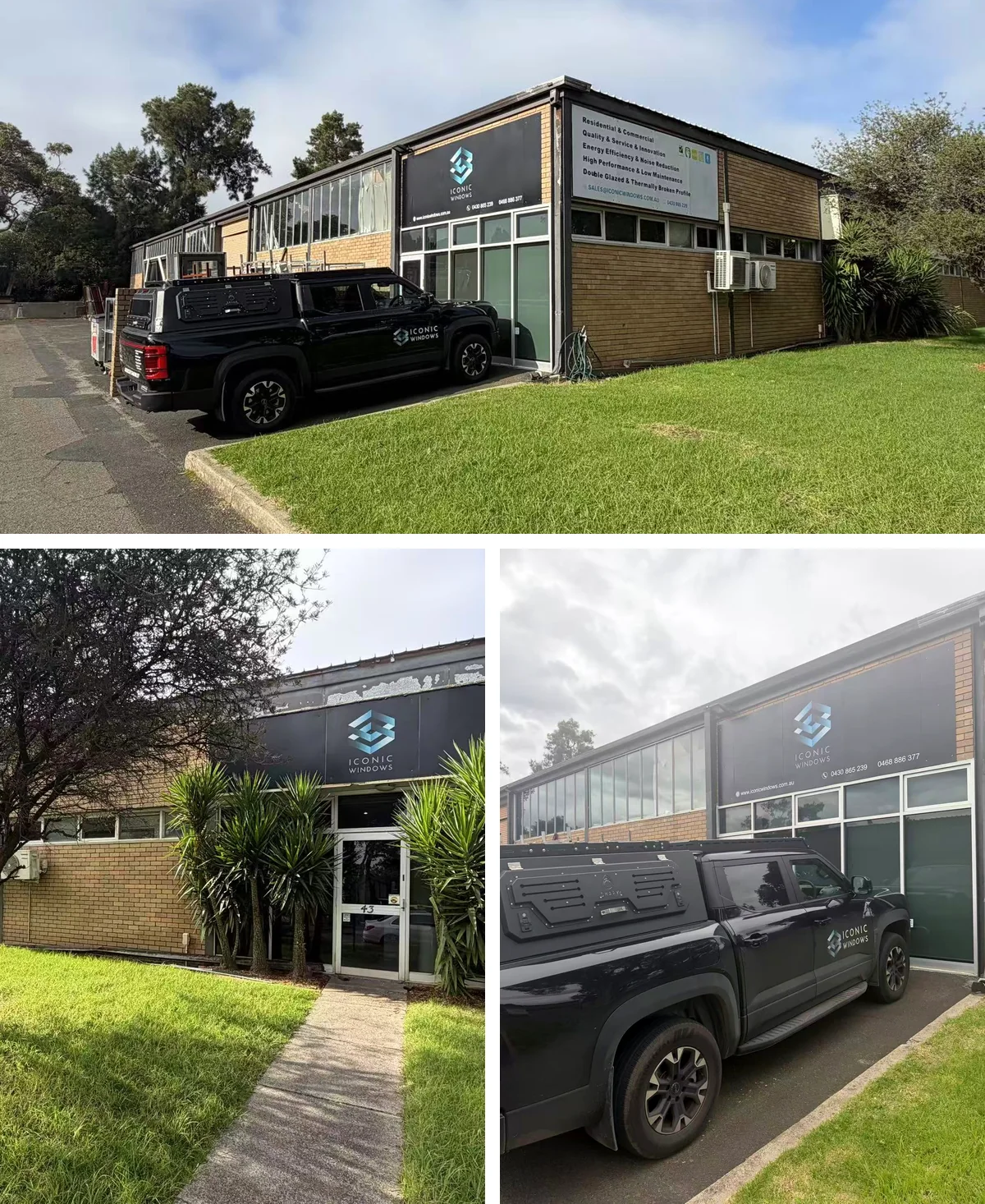 Iconic Windows Mulgrave showroom exterior with new signage and company vehicle