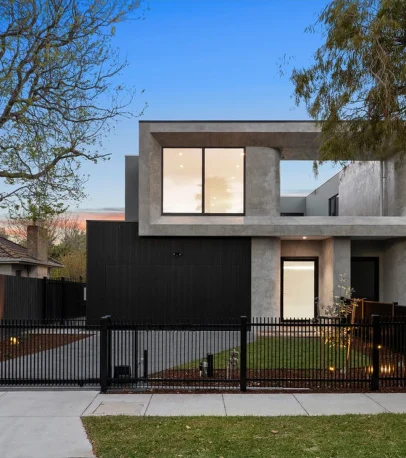 Completed Parkdale home with custom black aluminium windows by Iconic Windows